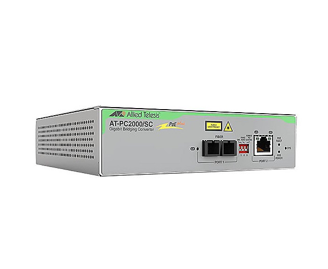 AT-PC2000/SC-90 | Allied Telesis 1000T PoE+ to 1000SX SC Media Converter TAA