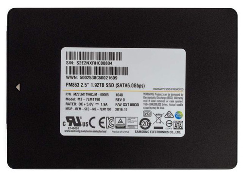 MZ-7LM1T90 | Samsung PM863A 1.92TB SATA 6Gb/s 2.5 Solid State Drive (SSD)