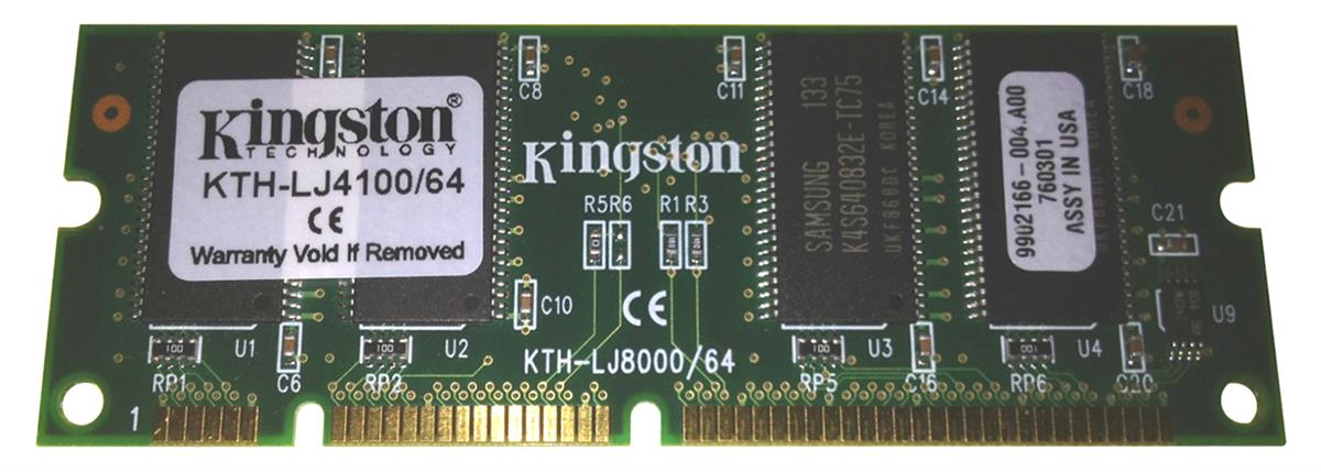 KTH-LJ4100/64 | Kingston 64MB 100MHz PC100 non-ECC Unbuffered CL2 100-Pin DIMM 3.3V Memory Module