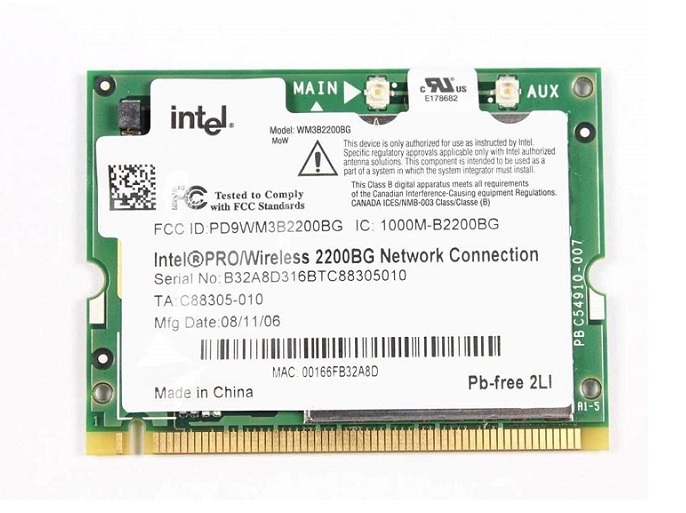 WM3B2200BG | Intel PRO/Wireless 2200BG MiniPCI Network Card