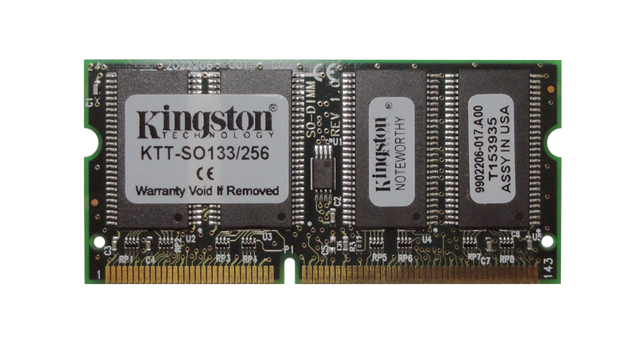 KTC-SO133/256 | Kingston 256MB 133MHz PC133 non-ECC Unbuffered CL3 144-Pin SoDimm 3.3V Memory Module