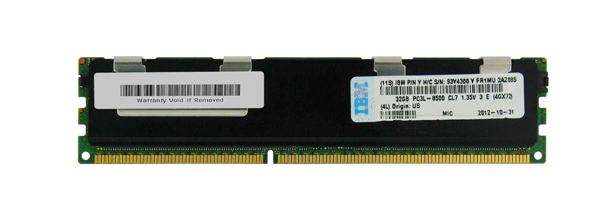 93Y4300 | IBM 32GB DDR3-1066MHz PC3-8500 ECC CL7 240-Pin DIMM 1.35V Low Voltage Quad Rank Very Low Profile (VLP) Memory Module