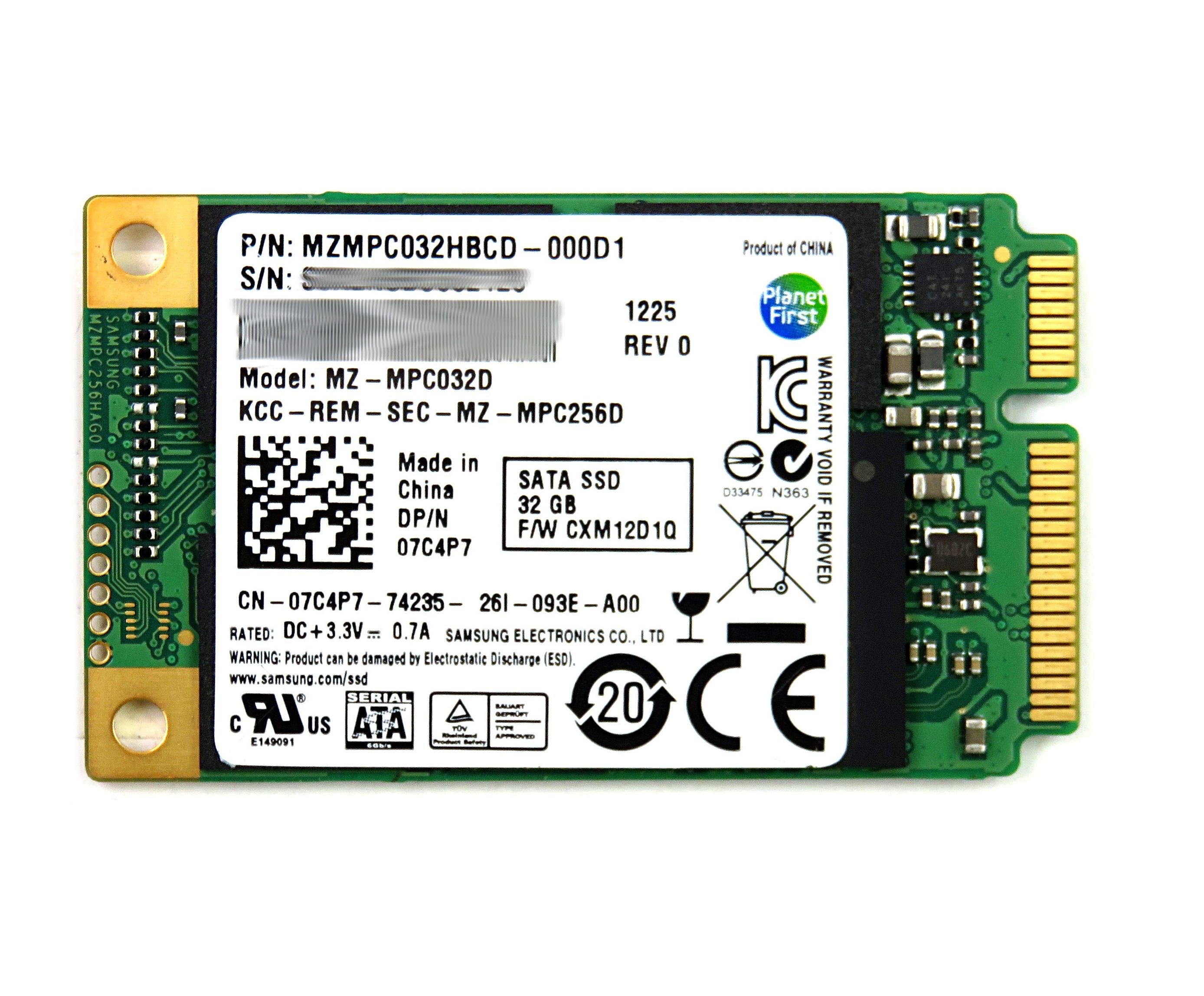 7C4P7 | Dell 32GB mSATA 6GB/s 1.8 Solid State Drive (SSD)