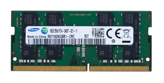 M471A2K43BB1-CRC | Samsung 16GB DDR4-2400MHz PC4-19200 non-ECC Unbuffered CL17 260-Pin SoDimm 1.2V Dual Rank Memory Module