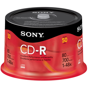 50CRM80RS | Sony CD-R Media - 700MB - 120mm Standard - 50 Pack Spindle