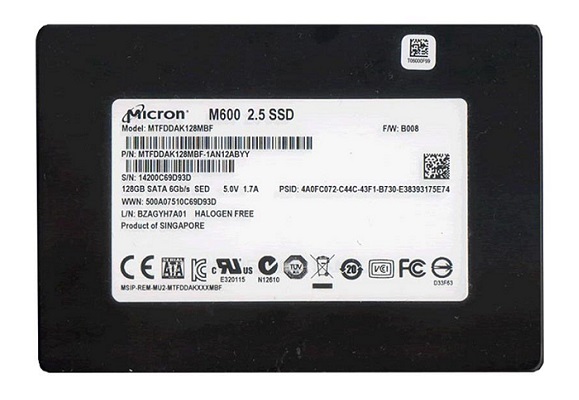 MTFDDAK128MBF-1AN12 | Micron RealSSD M600 Series 128GB SATA 6GB/s 5V 16nm MLC NAND Flash Self-Encrypting 2.5 Solid State Drive