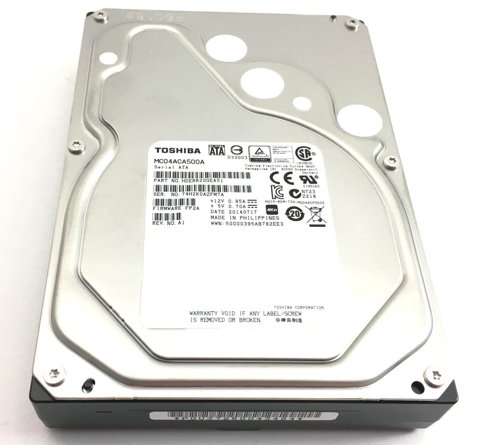 HDERR20GEA51 | Toshiba Enterprise 5TB 7200RPM SATA 6Gb/s 128MB Cache 4KN 3.5 Hard Drive