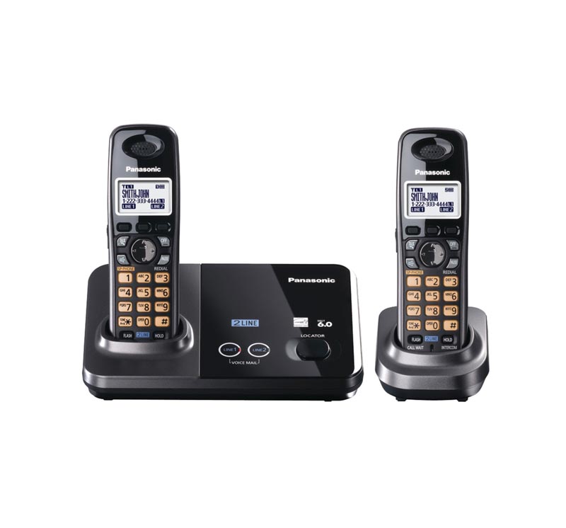 KX-TG9322T | Panasonic Cordless Phone 1.90 GHz DECT 6.0 Metallic Black 2 x Phone Line 1 x Handset Caller ID Speakerphone Backlight