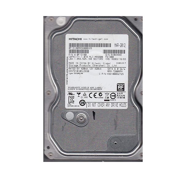 0F13180 | Hitachi DESKSTAR 7K1000.D 1TB 7200RPM SATA 6GB/s 7-Pin 32MB Cache 25.4MM 3.5 Internal Hard Drive