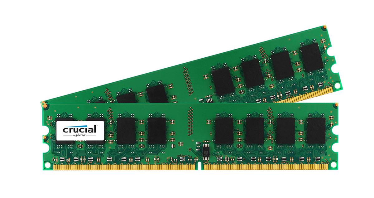 CT587631 | Crucial Technology 2GB Kit (2 X 1GB) DDR2-667MHz PC2-5300 non-ECC Unbuffered CL5 240-Pin DIMM 1.8V Memory