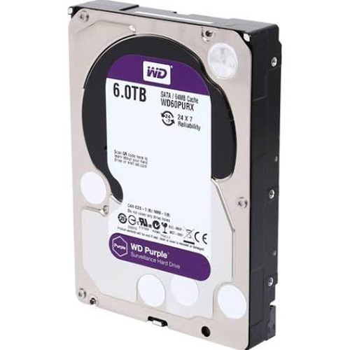 WD60PURX | WD PURPLE 6TB 5400RPM SATA 6Gb/s 64MB Cache 3.5 Internal Surveillance Hard Drive