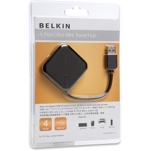 F5U407TT | Belkin 4 Port USB 2.0 Ultra Mini Hub - 4 x USB 2.0 USB Downstream 1 x USB 2.0 USB Upstream - External