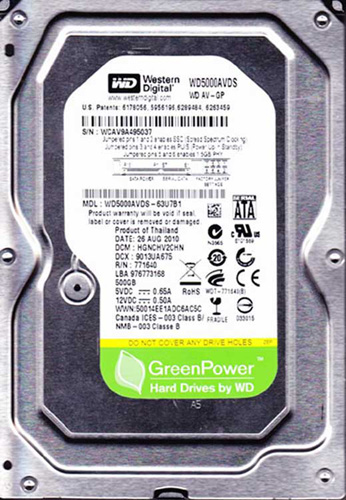 WD5000AVDS | WD AV-GP 500GB 7200RPM SATA 3Gb/s 32MB Cache 3.5 Internal Hard Drive