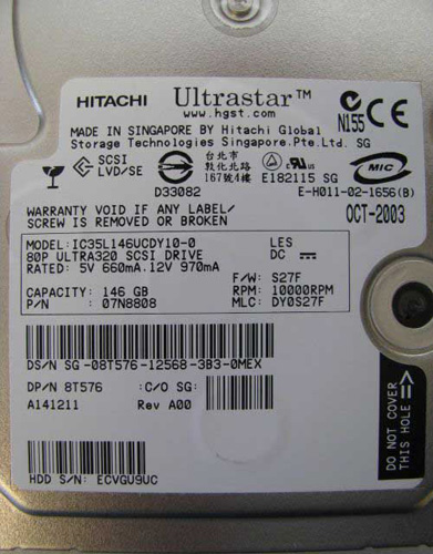 IC35L146UCDY10-0 | IBM Hitachi 146GB 10000RPM Ultra-320 SCSI 3.5 Hard Drive