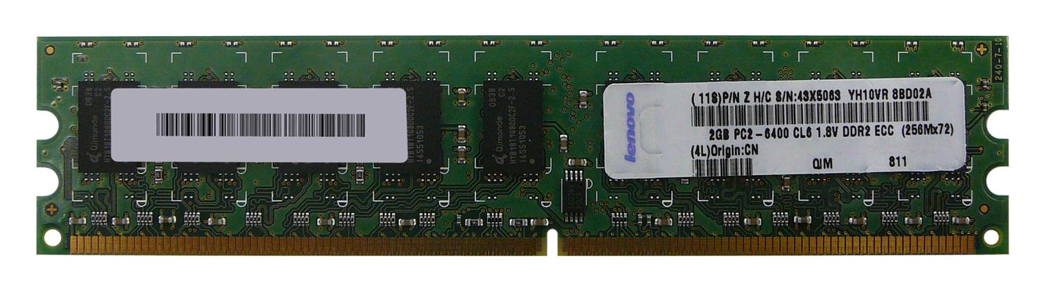 43X5063 | IBM 2GB DDR2-800MHz PC2-6400 non-ECC Unbuffered CL6 240-Pin DIMM 1.8V Memory Module